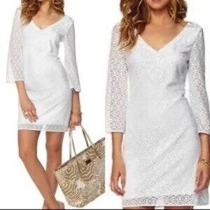 Lily Pulitzer Alden tunic resort white lace dress, EUC, size M
